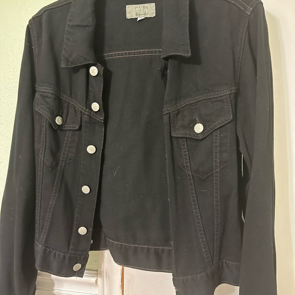 Jean jacket looking black jacket with silver buttons